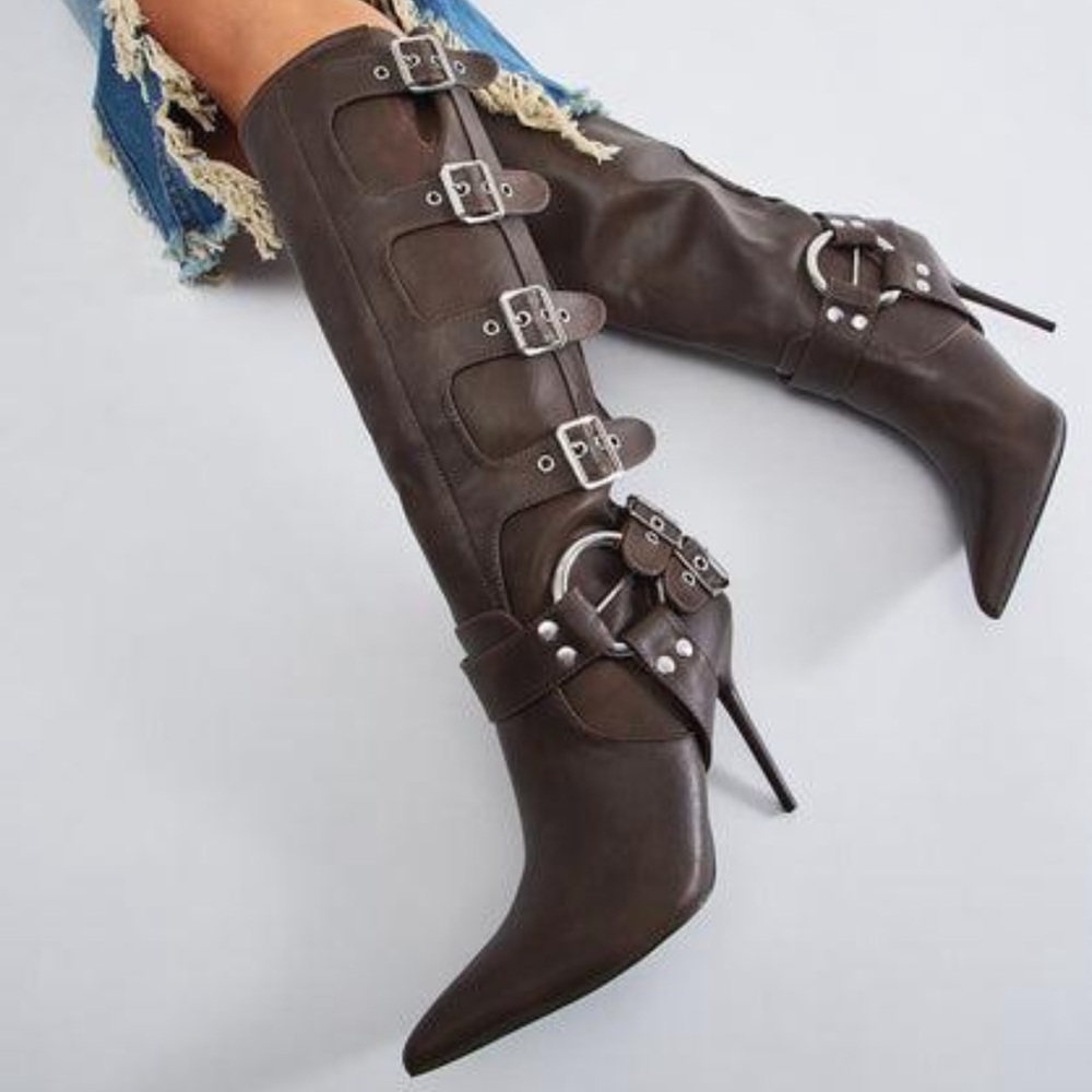 On The Rocks Knee High Boots - Brown